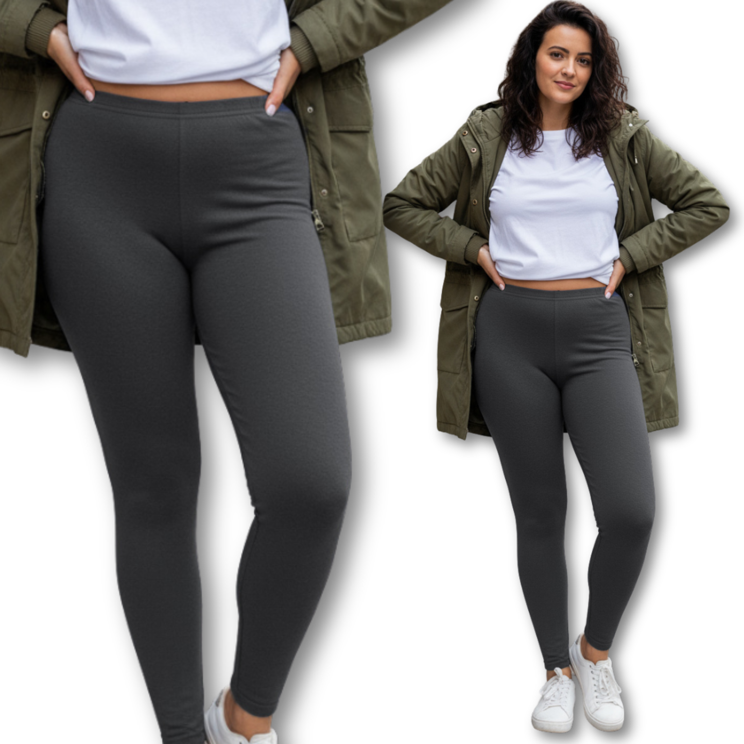 Legginsy bawełniane ocieplane