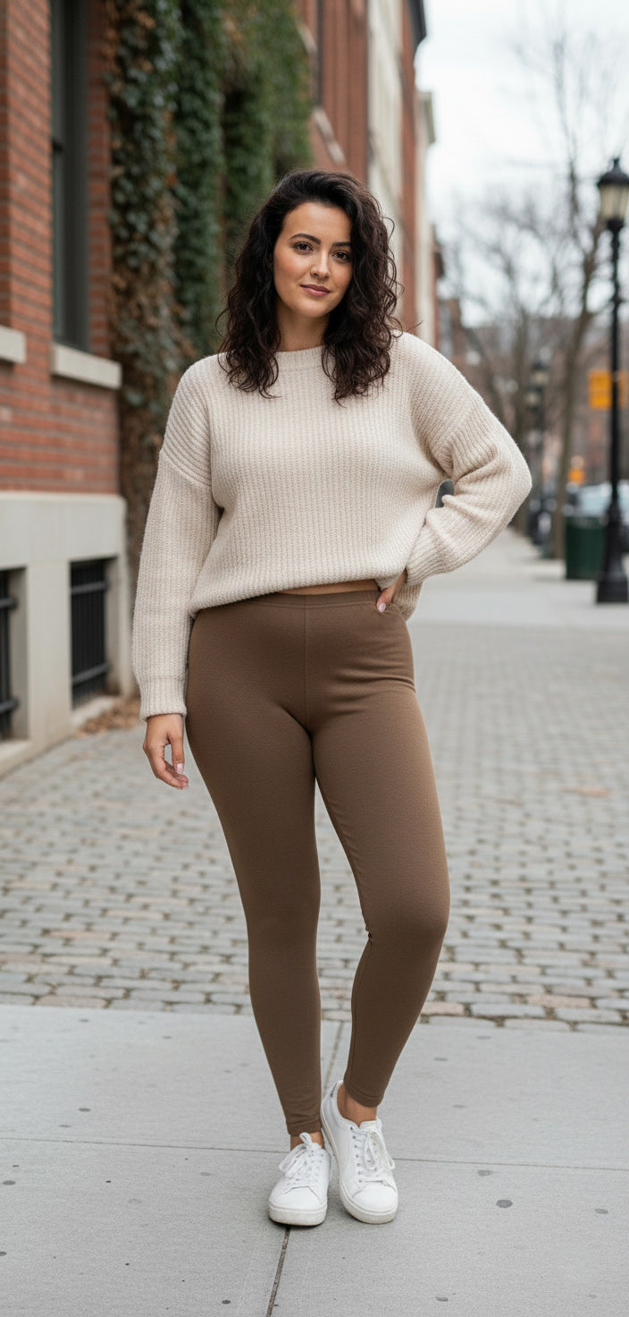 Legginsy bawełniane ocieplane